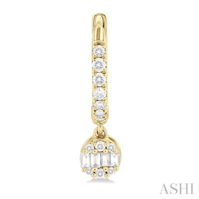 1/3 Ctw Petite Round Shape Fusion Diamond Fashion Huggies in 10K Yellow Gold