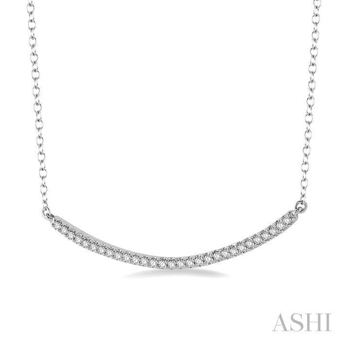 1/6 Ctw Round Cut Diamond Encrusted Arc Necklace With Link Chain in 10K White Gold