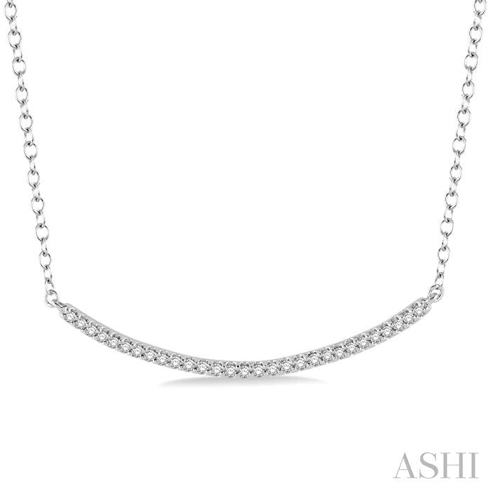 1/6 Ctw Round Cut Diamond Encrusted Arc Necklace With Link Chain in 10K White Gold