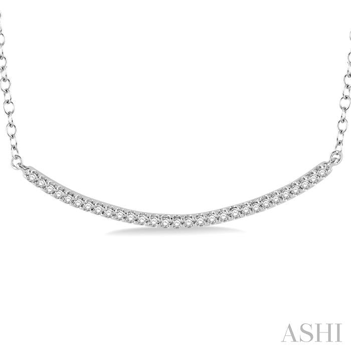 1/6 Ctw Round Cut Diamond Encrusted Arc Necklace With Link Chain in 10K White Gold
