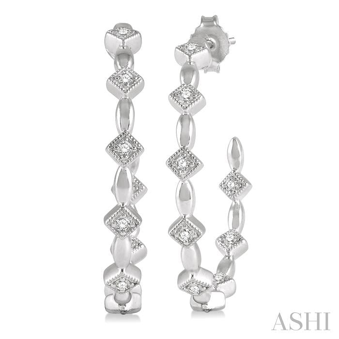 1/5 Ctw Rhombus & Marquise Shape Round Cut Diamond Hoop Earrings in 14K White Gold