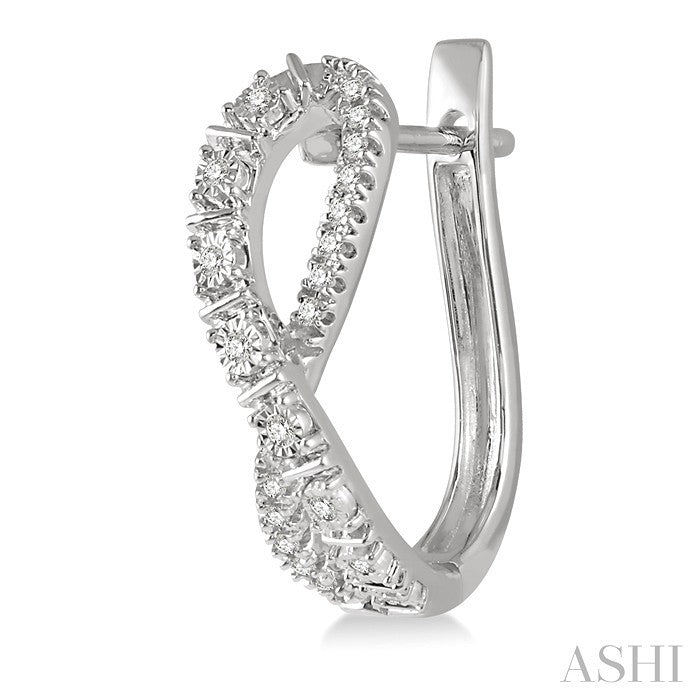 1/6 Ctw Entwined Round Cut Diamond Hoop Earrings in 10K White Gold