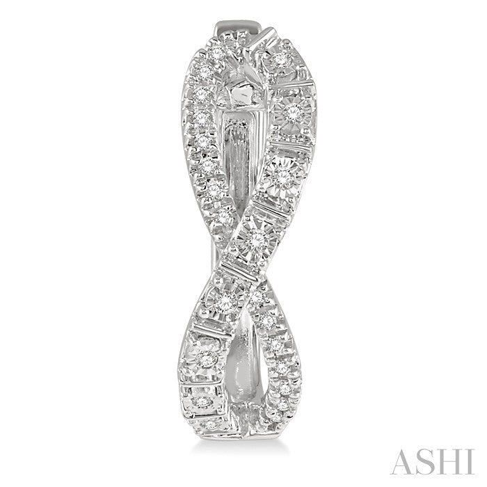 1/6 Ctw Entwined Round Cut Diamond Hoop Earrings in 10K White Gold