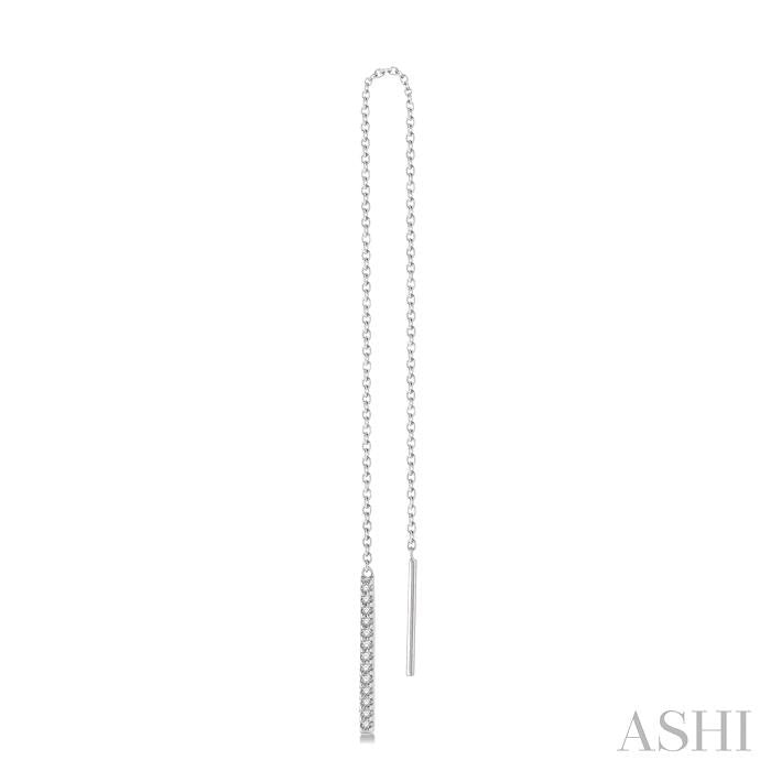 1/10 Ctw Vertical Bar Round Cut Diamond Threader Earrings in 10K White Gold