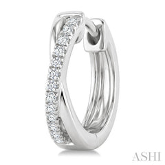 1/10 Ctw 'X' Petite Round Cut Diamond Fashion Huggie Earrings in 10K White Gold