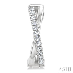 1/10 Ctw 'X' Petite Round Cut Diamond Fashion Huggie Earrings in 10K White Gold