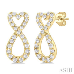 1/4 Ctw Infinity Heart Round Cut Diamond Fashion Earring in 10K Yellow Gold
