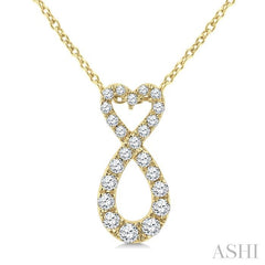 1/4 Ctw Heart Shape Round Cut Diamond Infinity Fashion Pendant With Chain in 10K Yellow Gold