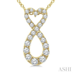 1/4 Ctw Heart Shape Round Cut Diamond Infinity Fashion Pendant With Chain in 10K Yellow Gold