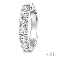 2 Ctw Round Cut Diamond Hoop Earrings in 14K White Gold