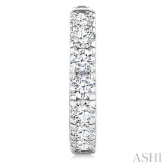 2 Ctw Round Cut Diamond Hoop Earrings in 14K White Gold