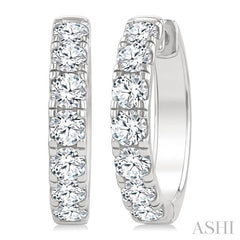 2 1/2 Ctw Round Cut Diamond Hoop Earrings in 14K White gold