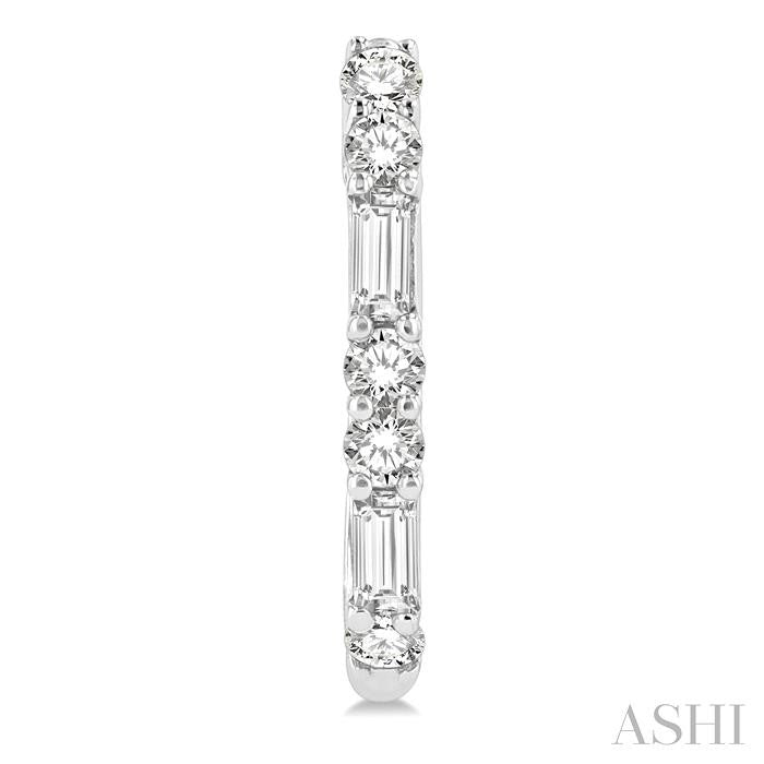 1/3 Ctw Baguette and Round Cut Diamond Petite Huggies in 14K White Gold