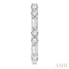 1/3 Ctw Baguette and Round Cut Diamond Petite Huggies in 14K White Gold