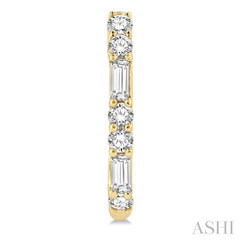 1/3 Ctw Baguette and Round Cut Diamond Petite Huggies in 14K Yellow Gold