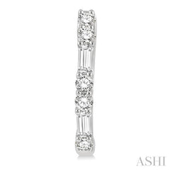 1/3 Ctw Baguette and Round Cut Diamond Petite Huggies in 10K White Gold