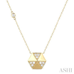 1/4 Ctw Petite Hexagonal Shape Round Cut Diamond Fashion Necklace in 14K Yellow Gold