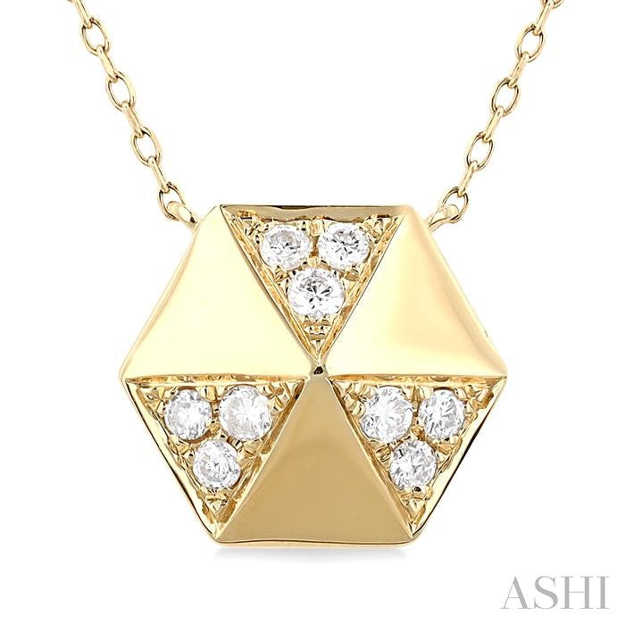 1/4 Ctw Petite Hexagonal Shape Round Cut Diamond Fashion Necklace in 14K Yellow Gold