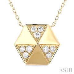 1/4 Ctw Petite Hexagonal Shape Round Cut Diamond Fashion Necklace in 14K Yellow Gold