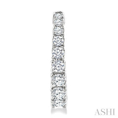 1 Ctw Graduated Round Cut Diamond Fashion Hoop Earrings in 14K White Gold