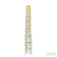 1 Ctw Graduated Round Cut Diamond Fashion Hoop Earrings in 14K Yellow Gold