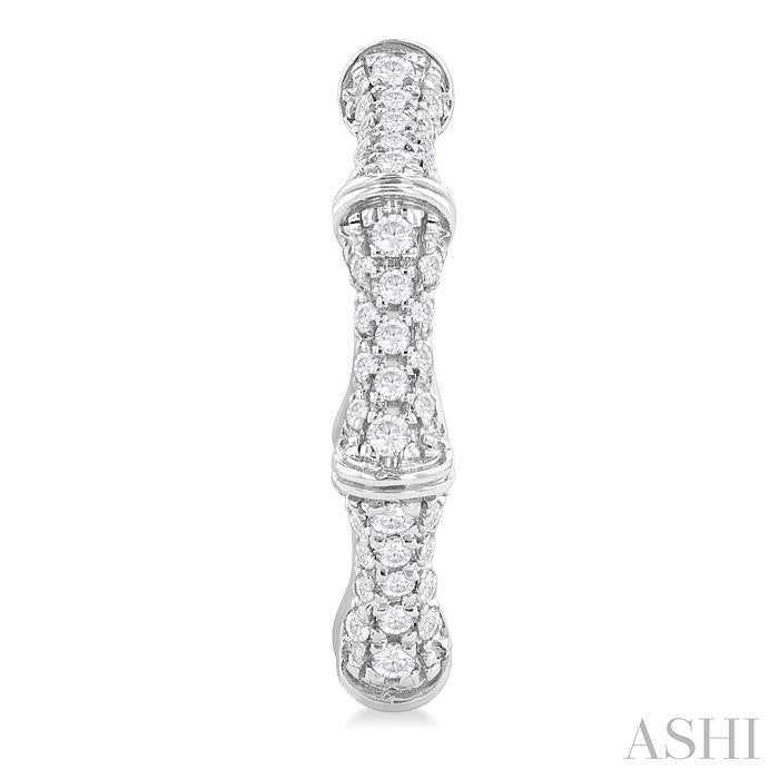 1/3 Ctw Petite Bamboo-Inspired Round Cut Diamond Fashion Huggies in 14K White Gold