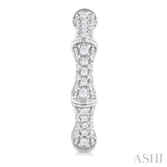1/3 Ctw Petite Bamboo-Inspired Round Cut Diamond Fashion Huggies in 14K White Gold