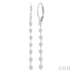1/2 Ctw Round Cut Diamond Fashion Long Earrings in 14K White Gold