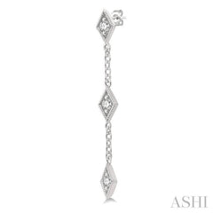 1/6 Ctw Diamond Shape 3-Station Round Cut Diamond Drop Earring in 10K White Gold