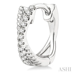 1/6 Ctw Petite Criss Cross Rope and Round Cut Diamond Fashion Huggies in 14K White Gold