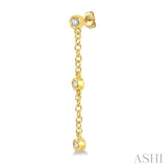 1/6 Ctw Circular Shape 3-Station Round Cut Diamond Drop Earring in 10K Yellow Gold