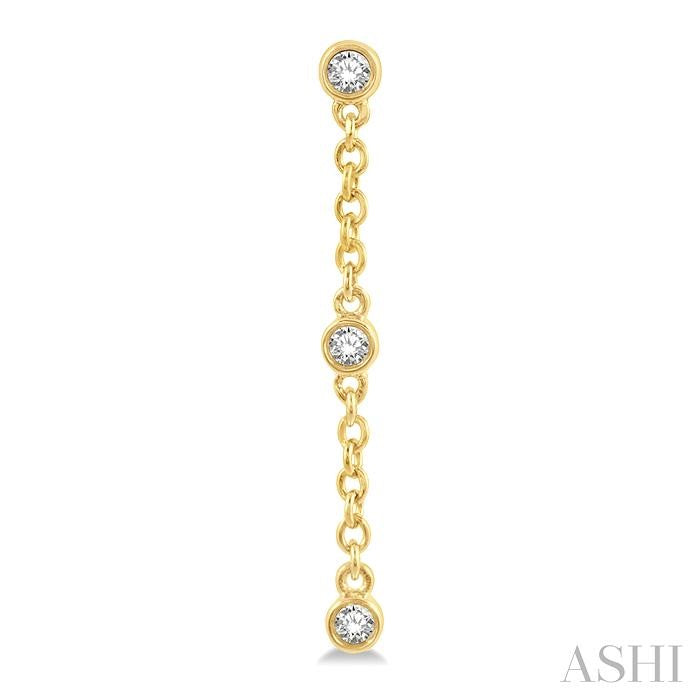 1/6 Ctw Circular Shape 3-Station Round Cut Diamond Drop Earring in 10K Yellow Gold