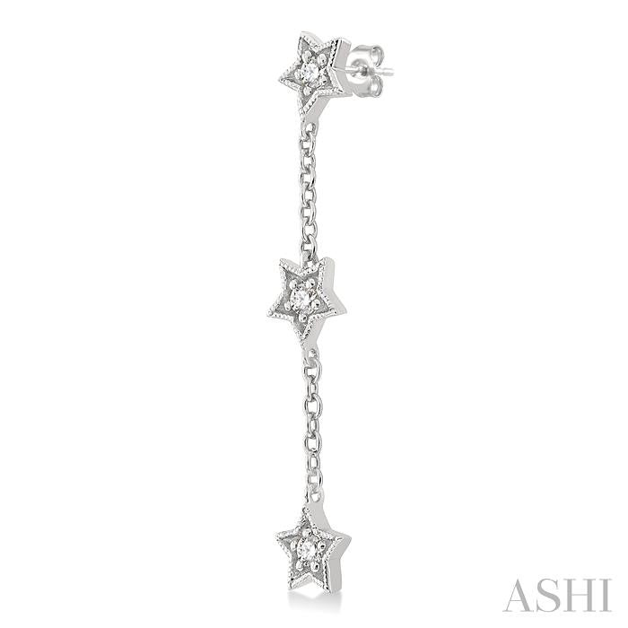 1/6 Ctw Star Shape 3-Station Round Cut Diamond Drop Earring in 10K White Gold