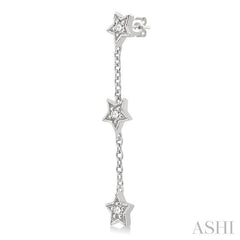 1/6 Ctw Star Shape 3-Station Round Cut Diamond Drop Earring in 10K White Gold