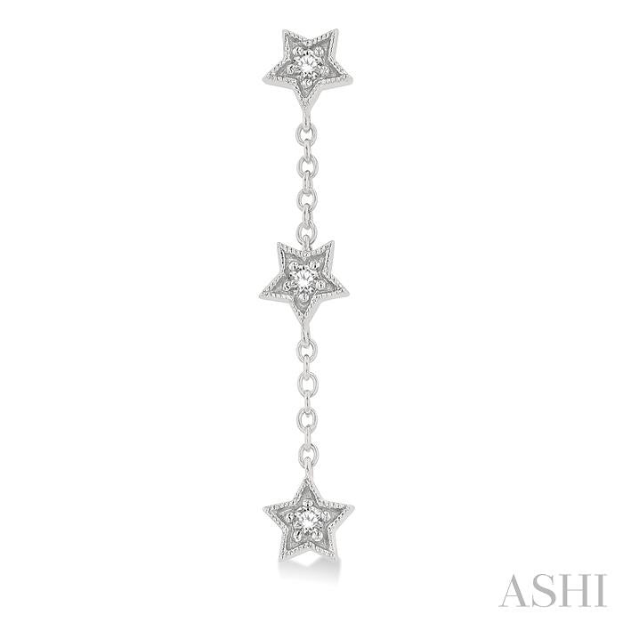 1/6 Ctw Star Shape 3-Station Round Cut Diamond Drop Earring in 10K White Gold
