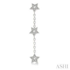 1/6 Ctw Star Shape 3-Station Round Cut Diamond Drop Earring in 10K White Gold