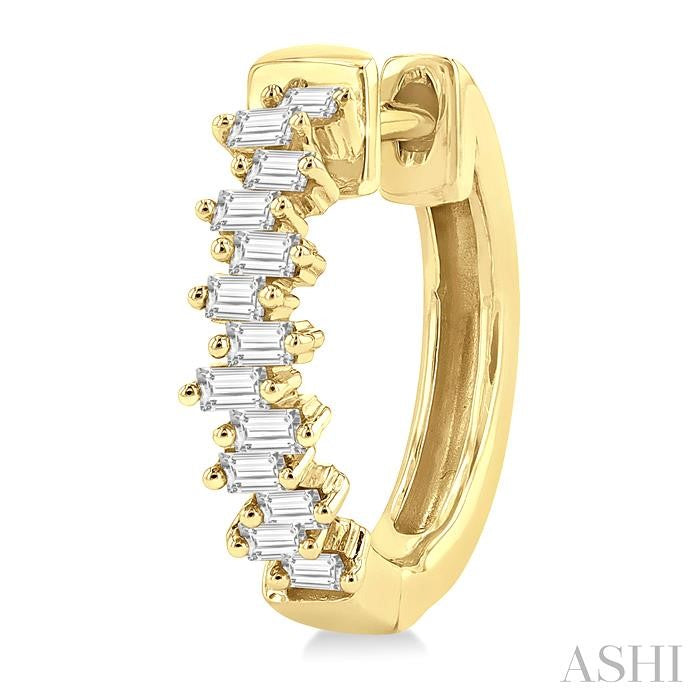1/3 Ctw Petite Scatter Baguette Cut Diamond Fashion Huggies in 10K Yellow Gold