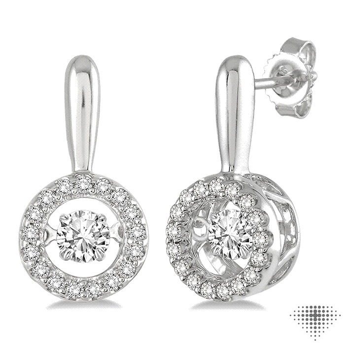 3/8 Ctw Round Cut Diamond Emotion Earrings in 14K White Gold