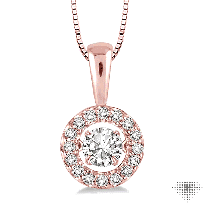 1/3 Ctw Diamond Emotion Pendant in 14K Rose Gold with Chain