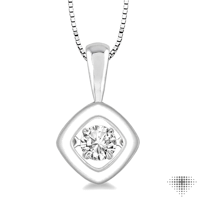 3/8 Ctw Round Cut Diamond Emotion Pendant in 14K White Gold with Chain