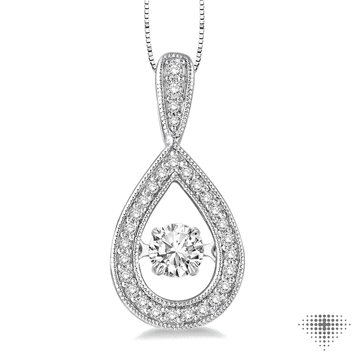 1/3 Ctw Diamond Emotion Pendant in 14K White Gold with Chain