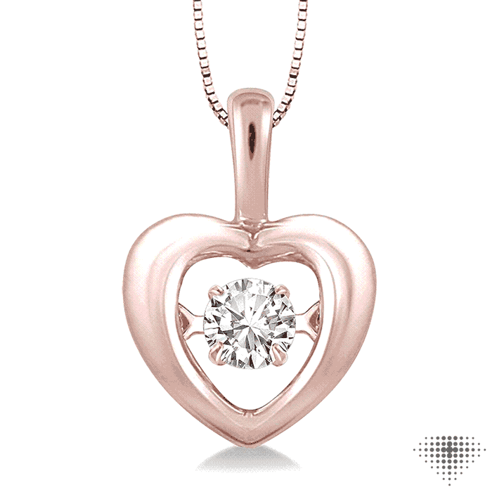 1/20 Ctw Round Cut Diamond Emotion Pendant in 10K Rose Gold with Chain