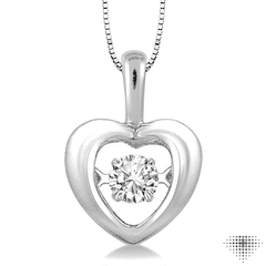 1/20 Ctw Round Cut Diamond Emotion Pendant in 10K White Gold with Chain