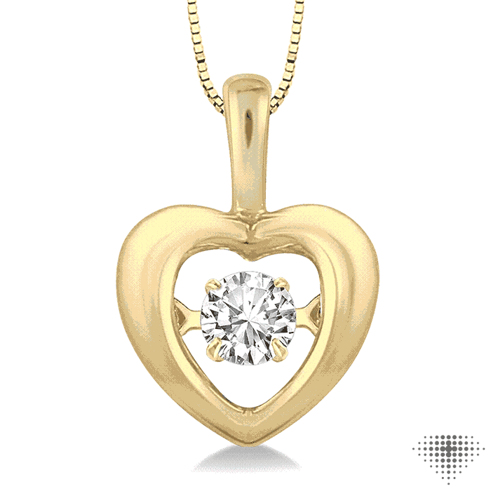 1/20 Ctw Round Cut Diamond Emotion Pendant in 10K Yellow Gold with Chain