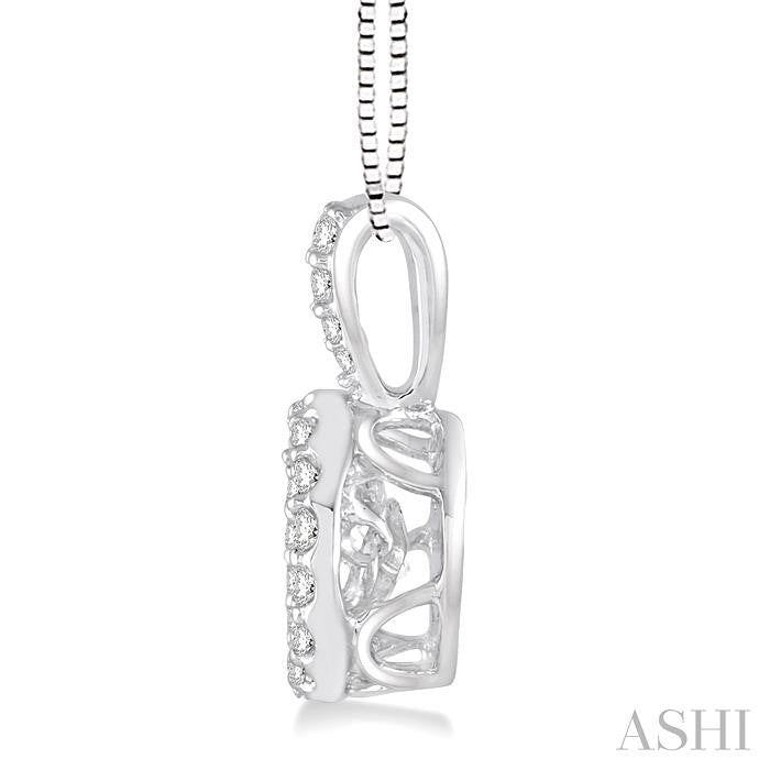 5/8 Ctw Round Cut Diamond Emotion Pendant in 14K White Gold with Chain