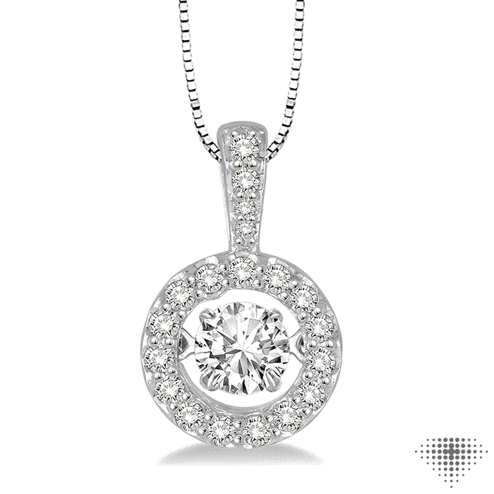 5/8 Ctw Round Cut Diamond Emotion Pendant in 14K White Gold with Chain