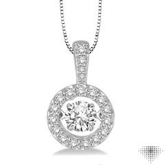 5/8 Ctw Round Cut Diamond Emotion Pendant in 14K White Gold with Chain