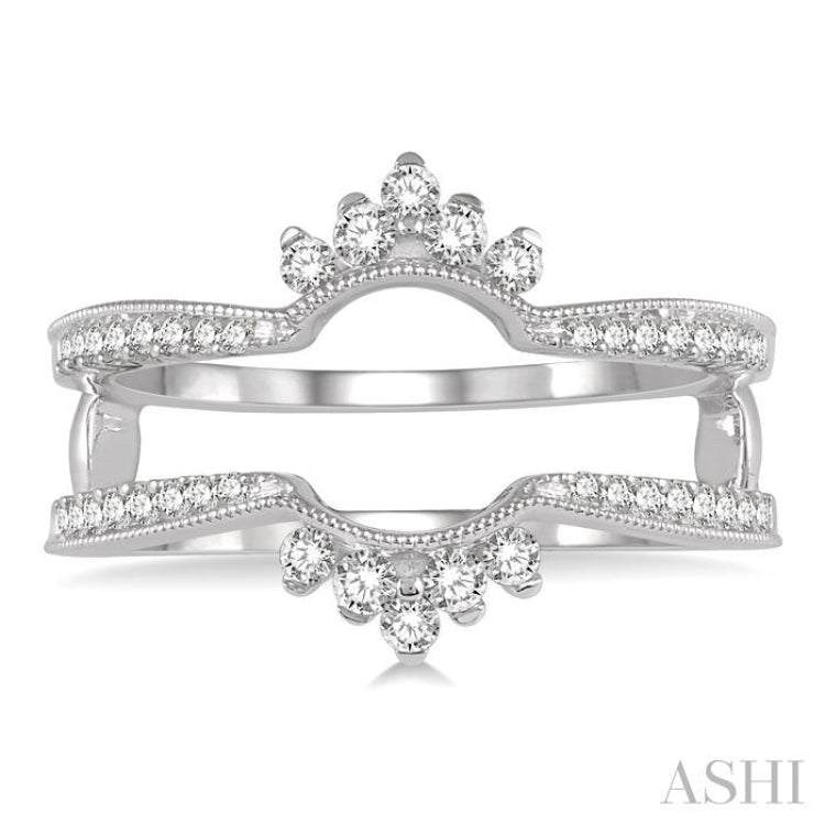 1/3 Ctw Curved Center Round Cut Diamond Insert Ring in 14K White Gold