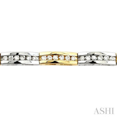 1 Ctw Channel Set Round Cut Diamond Bridge Bracelet in 14K White and Yellow Gold