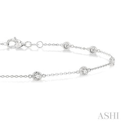 1/2 Ctw Circular Mount Round Cut Diamond Station Bracelet in 14K White Gold